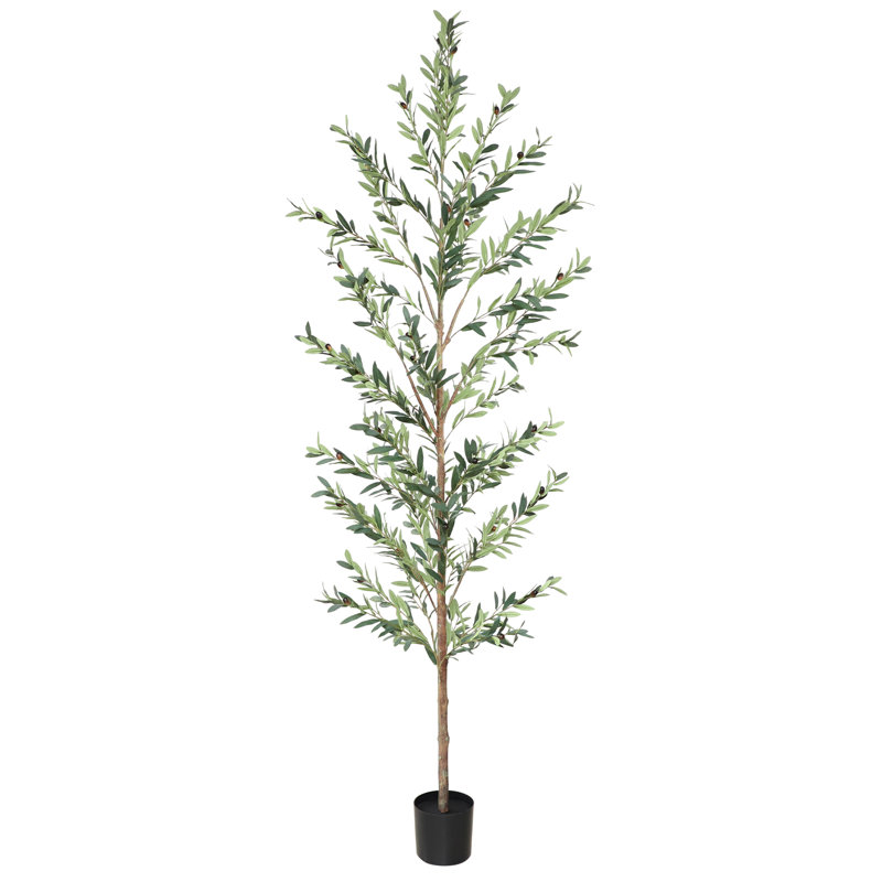 Grand olivier artificiel avec pot, 106 po x 21 po