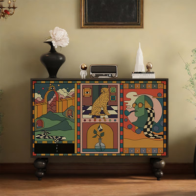 Peinture abstraite de style français en bois massif