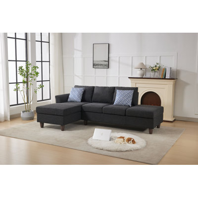 Canapé modulaire 2 pièces avec porte-gobelet rabattable, siège de rangement et méridienne gauche