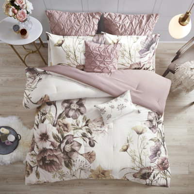 Édredon très grand - 8 pièces avec imprimé et bourre en coton pour chambre décorative brodée et coussins romantique