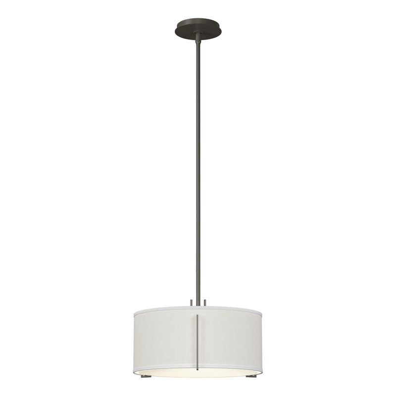 Exos 3 - Light Unique/Statement Drum Pendant, Dark Smoke, Natural Anna Shade, Small