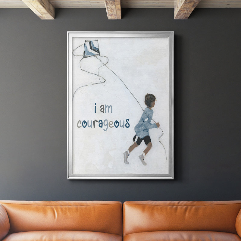 " Boy Flying Kite " Painting Print, Silver, 24.5" H x 18.5" W x 1" D