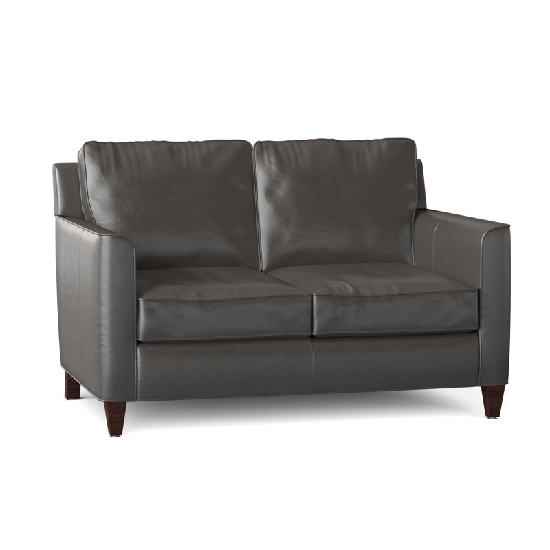 Yorba Leather Loveseat, Aline Fumo Genuine Leather, Mahogany