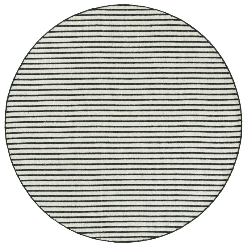 Vermont Hand Woven Wool;Cotton Striped Indoor Rug, Round 6'