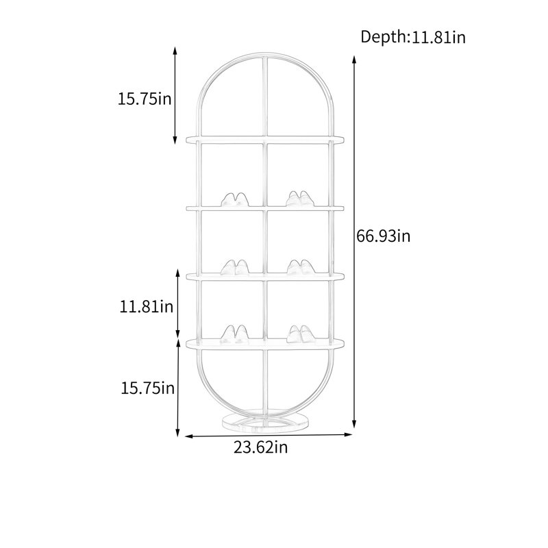 Tablette moderne en métal, 66.93" H x 23.62" W x 11.81" D
