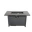Table de foyer 42 po en noir, 50000, allumage par bouton-poussoir, table en métal, structure en acier, pierre de lave incluse, style moderne