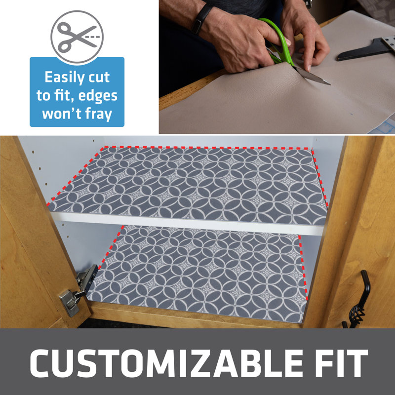 Indigo Gray Cushioned Fabric Shelf and Drawer Liners, 12" x 59" (2-Pack)
