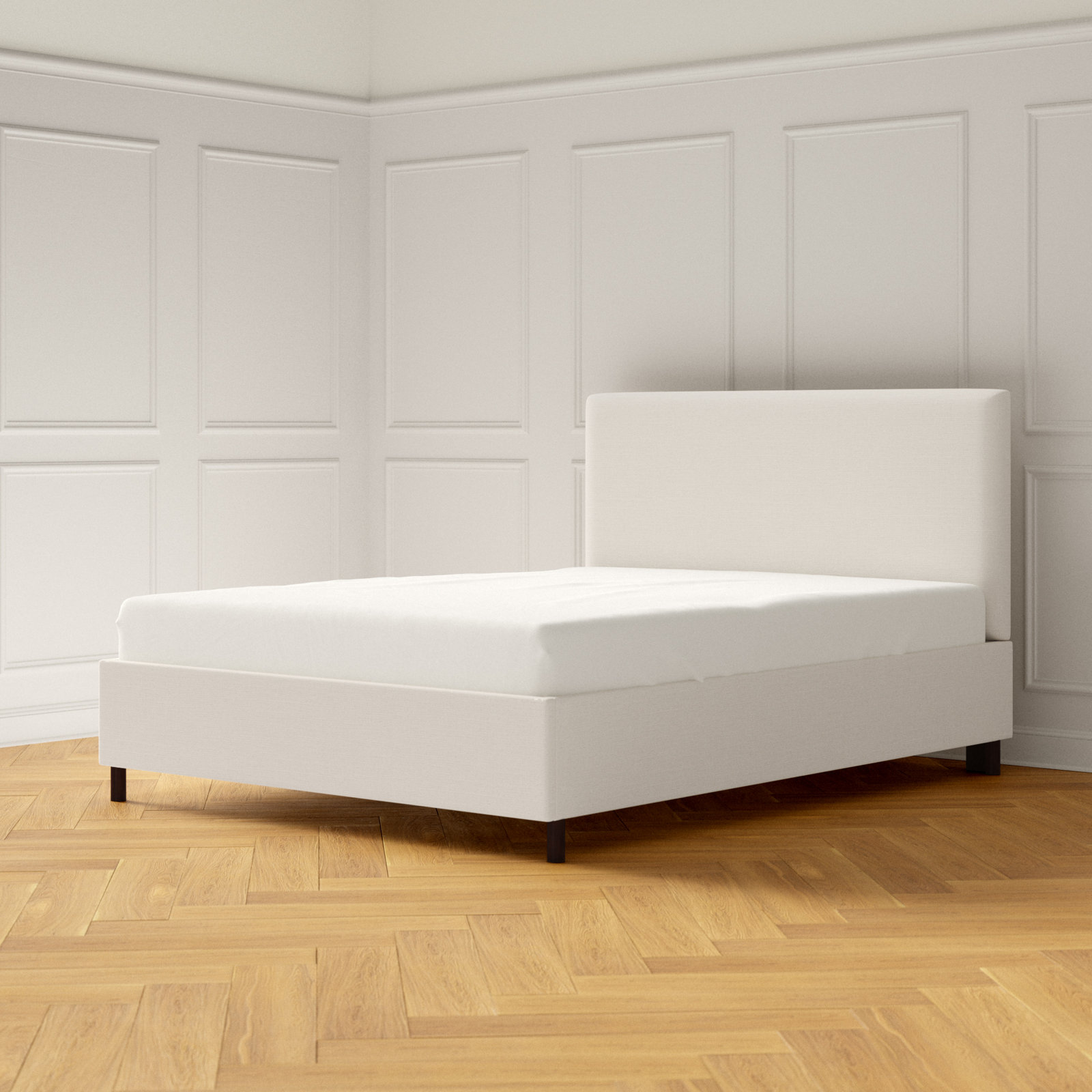 Eisley Cotton Upholstered Bed, Queen, White Performance Twill