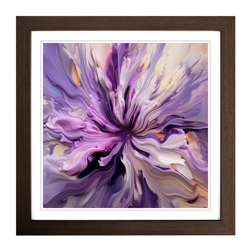Lavender Flower Abstract No.4 - Single Picture Frame Print on Wood, Walnut