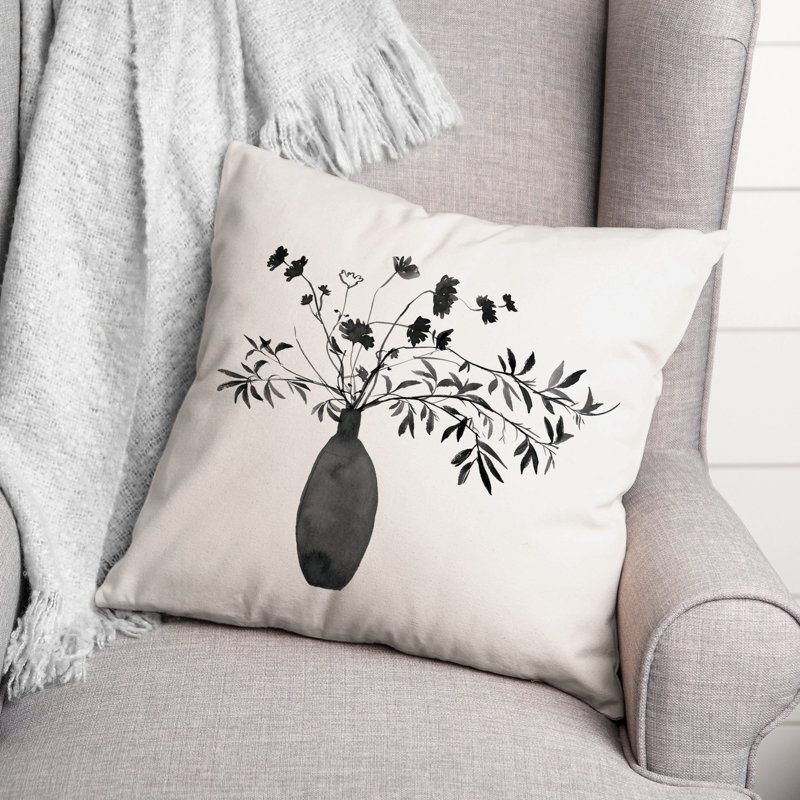 Coussin Monochromatique à motif floral IV