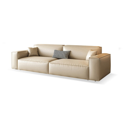Creamy white Genuine Leather Modular Sofa
