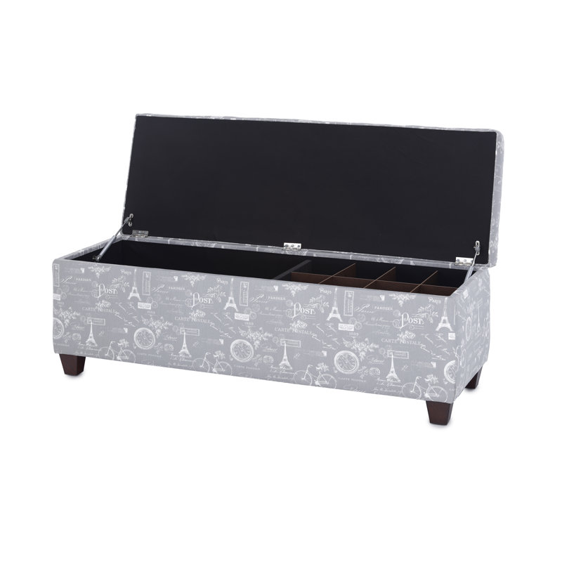 Cappiello Upholstered Storage Bench, Storm Twill/White/Gray