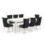 Ensemble de coin repas 9 pièces comprenant une table de salle à manger rectangulaire avec rallonge amovible et 8 chaises rembourrées, 42 x 84 po, lin blanc-1583379400-1583379414