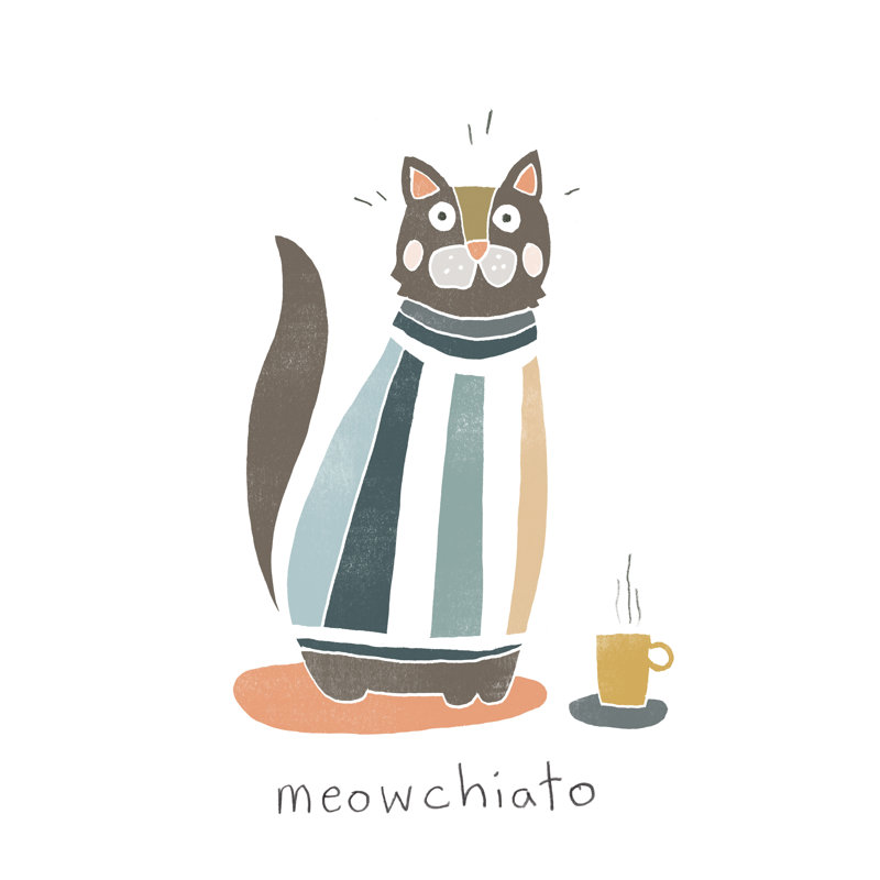 Coffee Cats I -  Art Prints, 46 cm H x 30 cm W , Wrapped Canvas