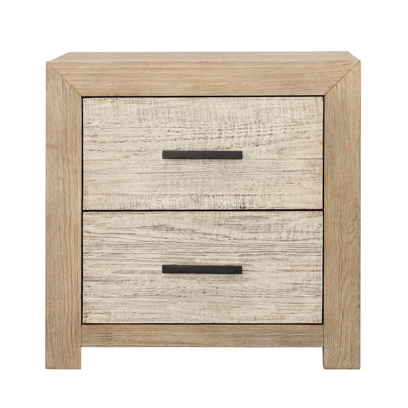 Roux 2-Drawer Pine Wood Nightstand