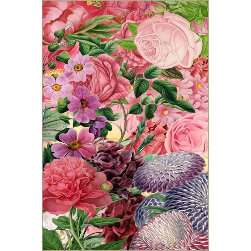 Tapis tissé floral lavable multicolore, Tapis de couloir 3 pi 3 po x 6 pi 7 po inclus