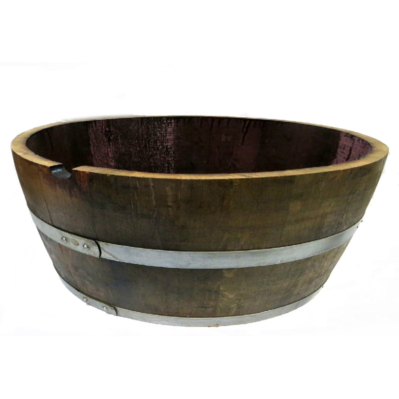 Genuine Oak Wood Shallow Round Garden Planter