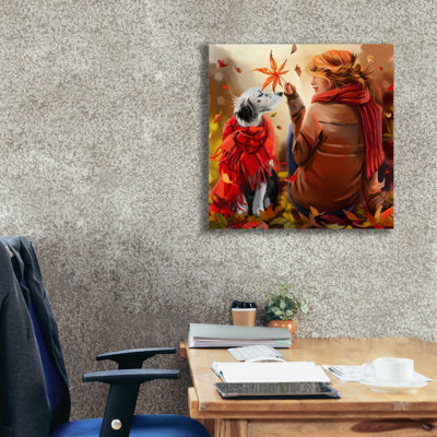Epic Graffiti 'Redhead Girl And The Dog Seter'  by Kajenna Art Canvas Wall Art, 26" x 26"