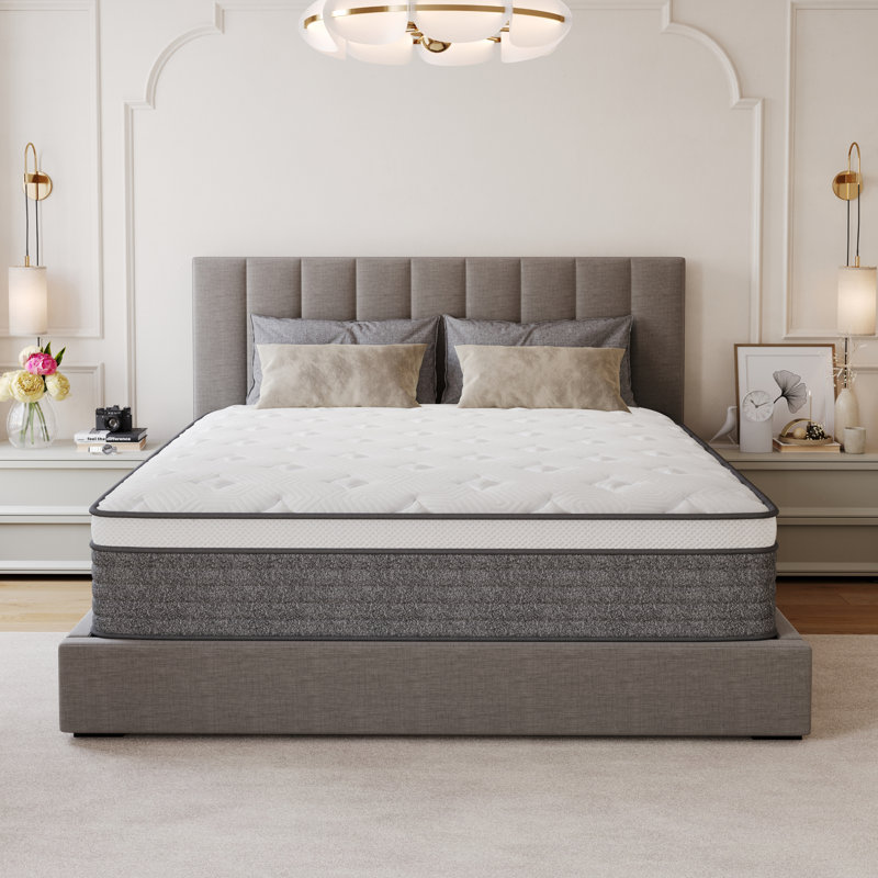  14" Grey Medium Hybrid Mattress - EdgeSupport & Motion Isolation, 14", Queen