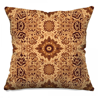 Beige Mandala Motif Double Sided Throw Pillows