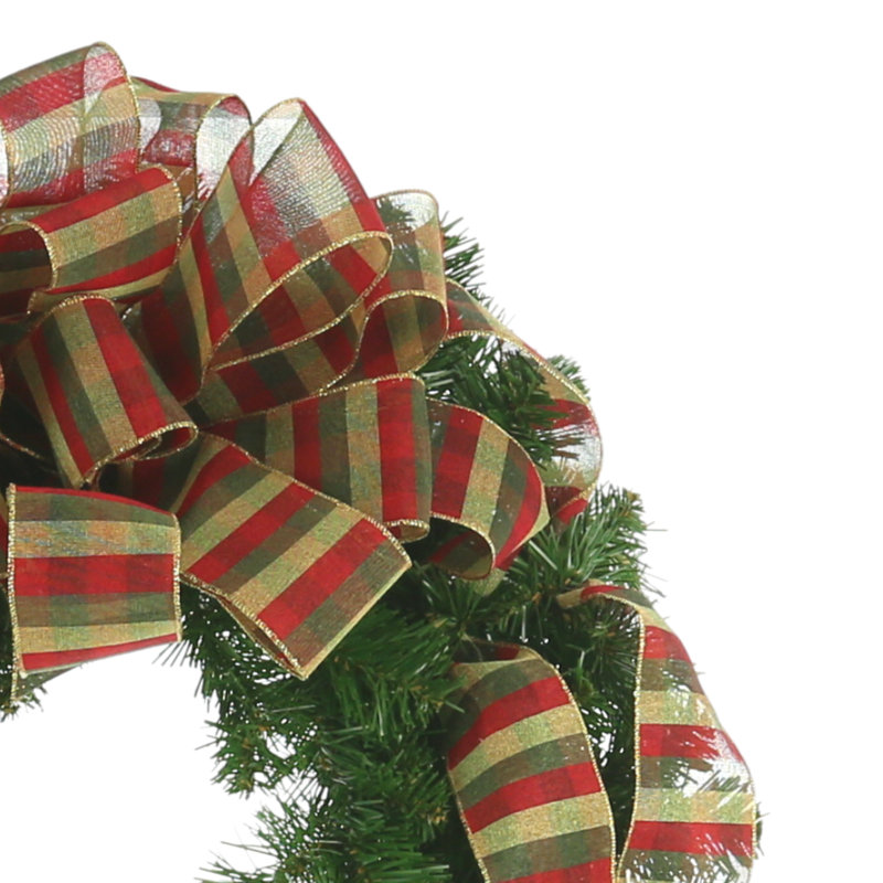 Couronne à feuilles persistantes des fêtes de Jiamei, H 32 po x l 32 po x P 8 po, Vert / rouge / or