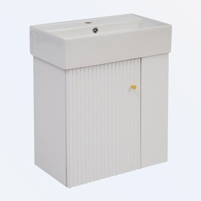Meuble-lavabo flottant avec lavabo en céramique