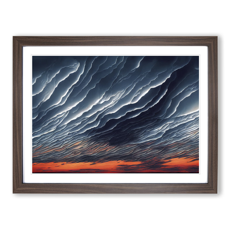 XH1022-8348X Storm Cloud Sunset - Single Picture Frame Print, 46cm H x 64cm W x 2cm D, Walnut Framed
