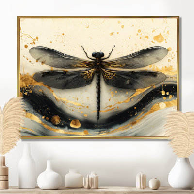 Muneesa Golden Dragon Fly Flight Of Elegance - Dragonfly Wall Art