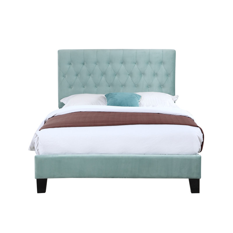 Upholstered Bed, Full, Green