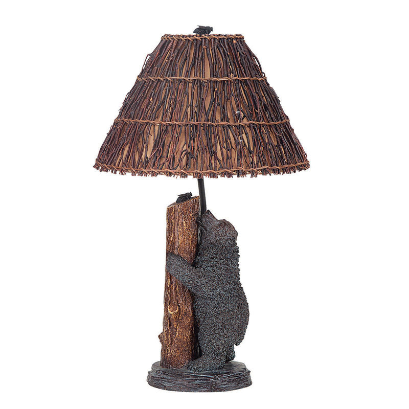 29"H Brown Resin Table Lamp with Decorative Design for Home Décor