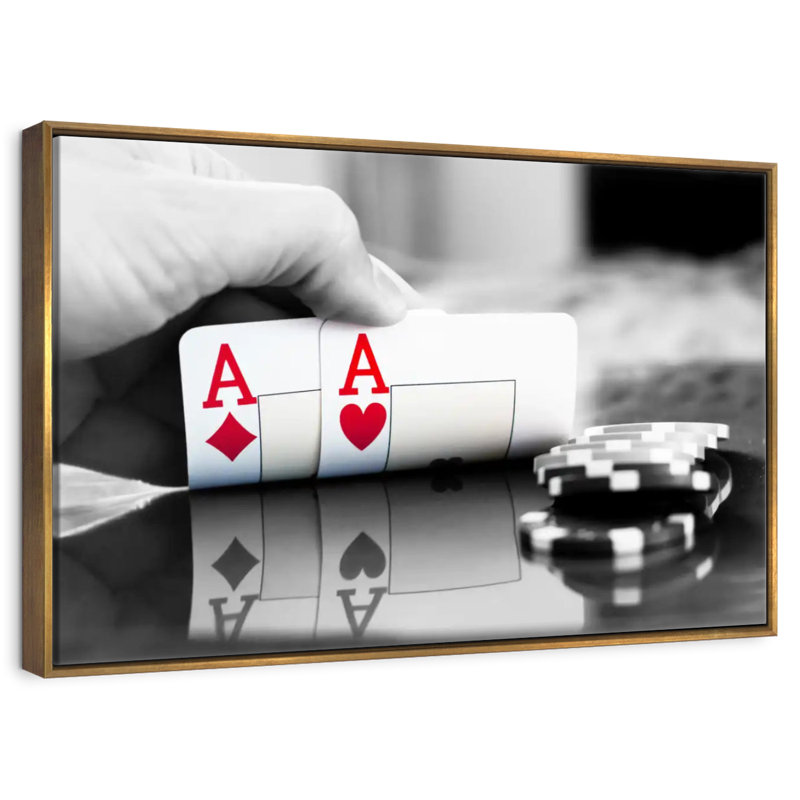 Poker Aces, 46 po x 31 po, Cadre flottant doré
