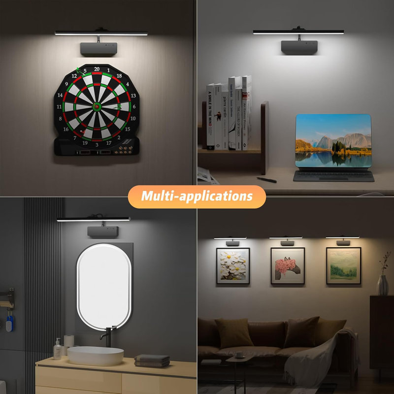 15.35'' Dimmable Wall Mount Picture Light with Remote, Black