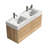 Grace 48'' Bathroom Vanity With Oak Engineered Quartz Sink And Soft Black Drawers, Wall Mounted Floating Bathroom Vanity For Modern Bathroom, Without Drainage And Faucet, KD-217292989-217292987-217292990