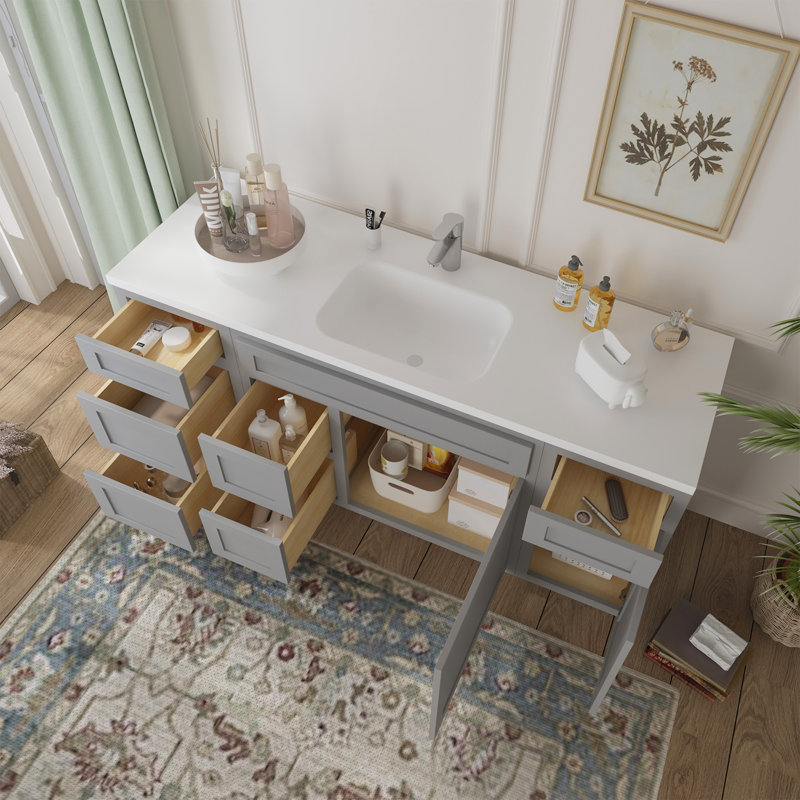 Base de meuble-lavabo simple 66 po seulement, Gris