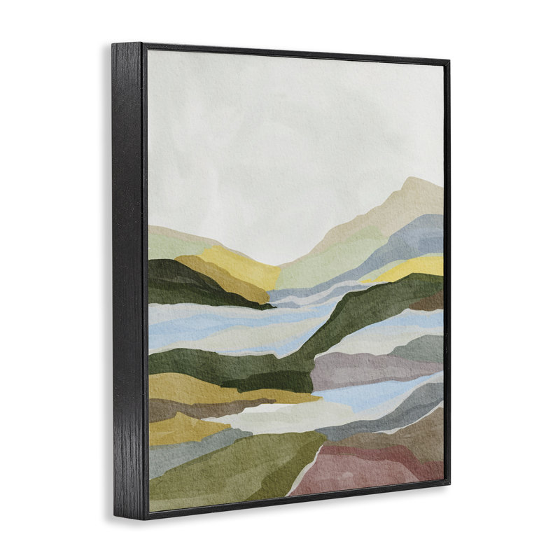 «Tranquil Hill», vue abstraite encadrée, art par Nikita Jariwala, H 14 po x l 11 po, Giclée encadrée noir minuit