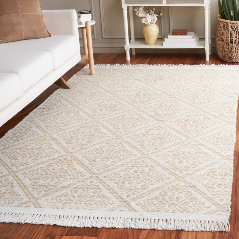 Klingbeill Hand Woven Wool Geometric Rug, Rectangle 5' x 8'