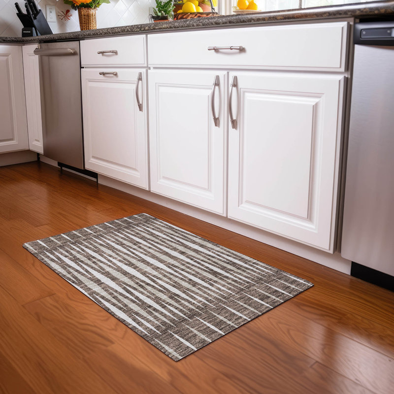 Premium Machine Washable Prisco Brown Rug, Rectangle 1'8" x 2'6"