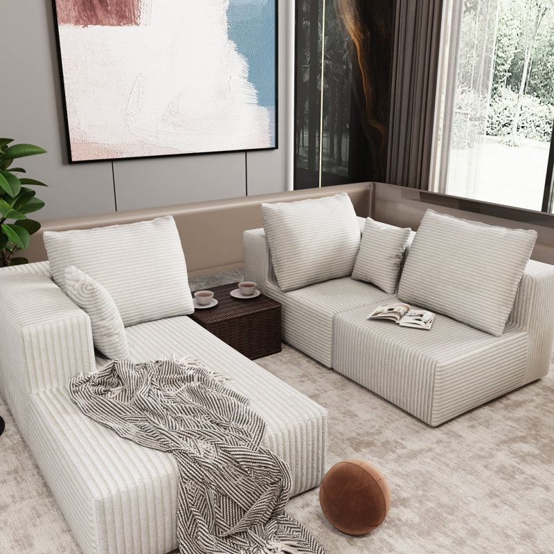 Canapé d'angle beige avec support supérieur pour le cou, matériau doux et touche américaine, usure du tissu, combinaisons multiples et besoins différents