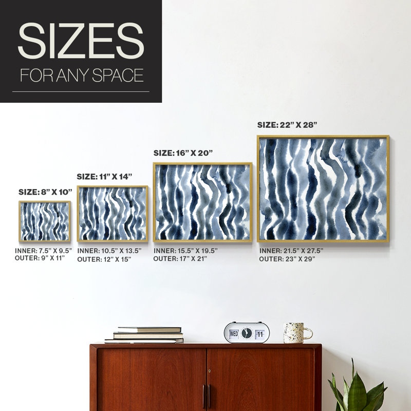 True Blue Wave II -Framed Print - Restickable