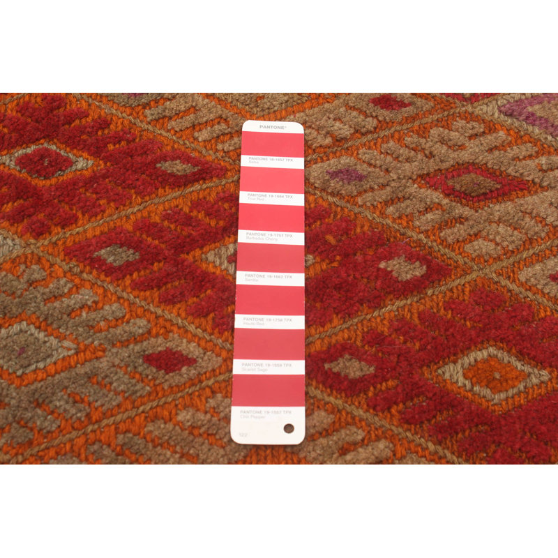 Tapis rouge foncé noué à la main de conception unique 2 pi 8 po x 5 pi 11 po