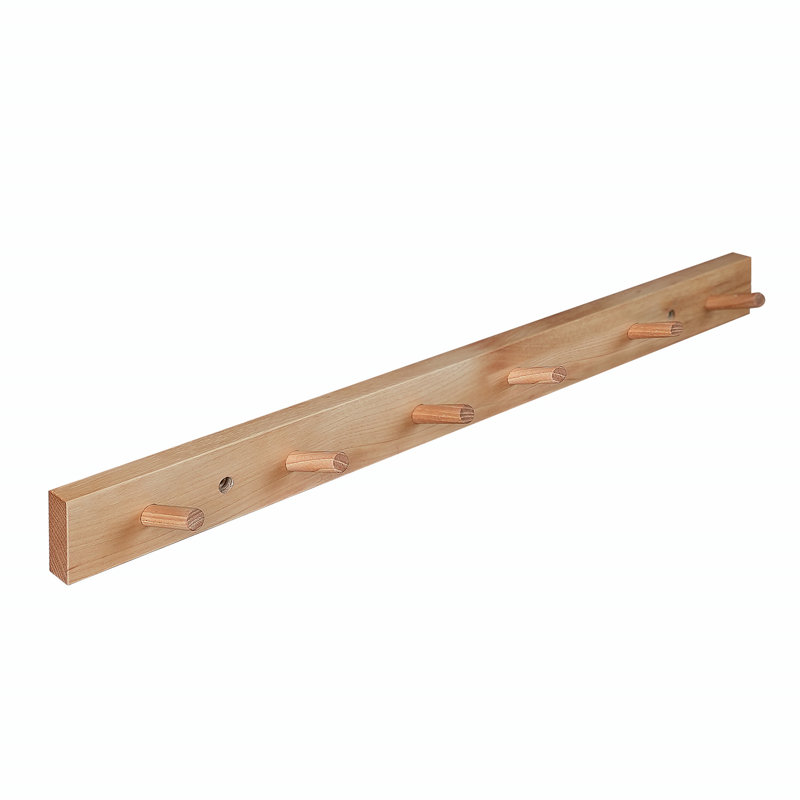 Wall Mounted Coat Rack, Natural Hickory, 2" H x 11.75" W x 0.75" D