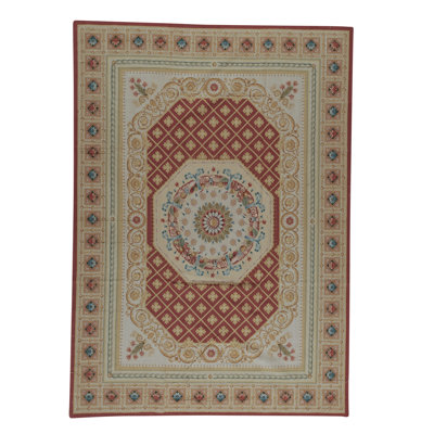 Hand-Knotted High-Quality Rose and Beige Area Rug