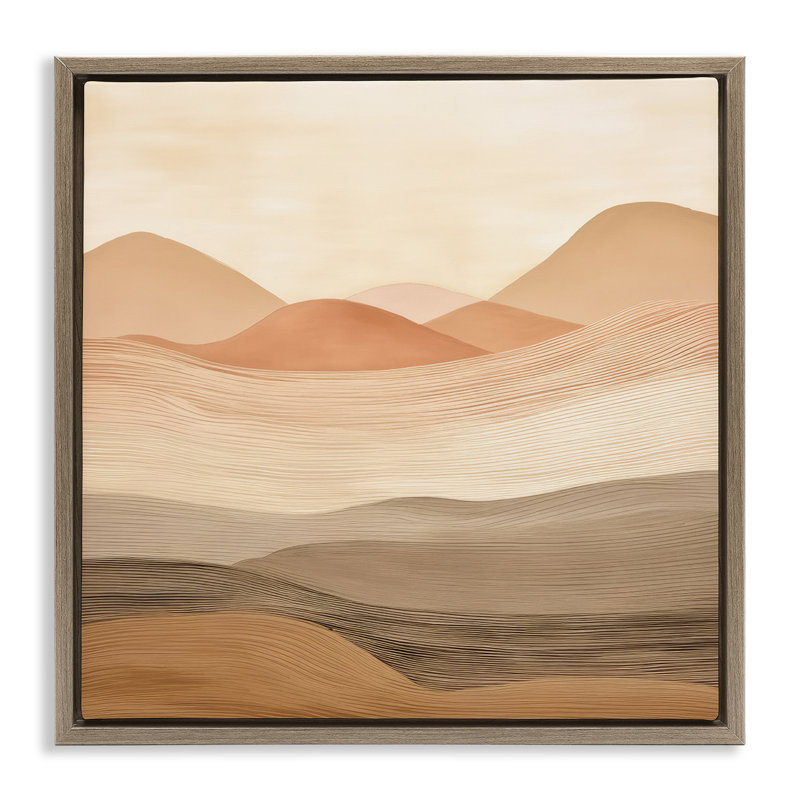 «Layered Sand Dunes», art mural encadré par Irena Orlov, H 25 po x l 25 po, Cadre flottant orme Montalcino
