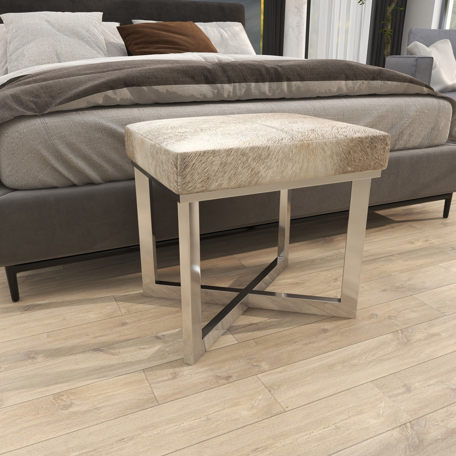 Aisla Genuine Leather Vanity Stool