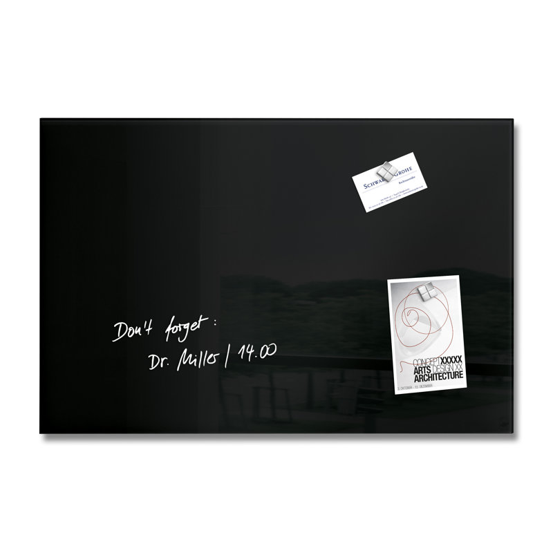Artverum Wall Mounted Glass Board, Black, 40cm H x 60cm W x 60cm L