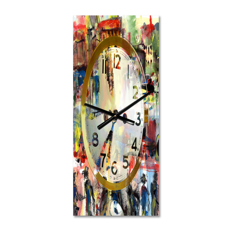 Les gens et le temps, aquarelle acrylique - horloge murale moderne, Grand