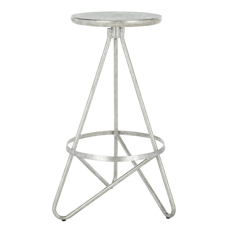Artemis Counter Stool with Metal Frame, Silver Leaf