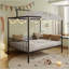 Lit convertible en métal 3 en 1 Montessori, lit pour tout-petits clôturé avec support en lattes de métal robuste, lit à baldaquin de conception minimaliste moderne Funland, assemblage facile-1116335316-1116335318