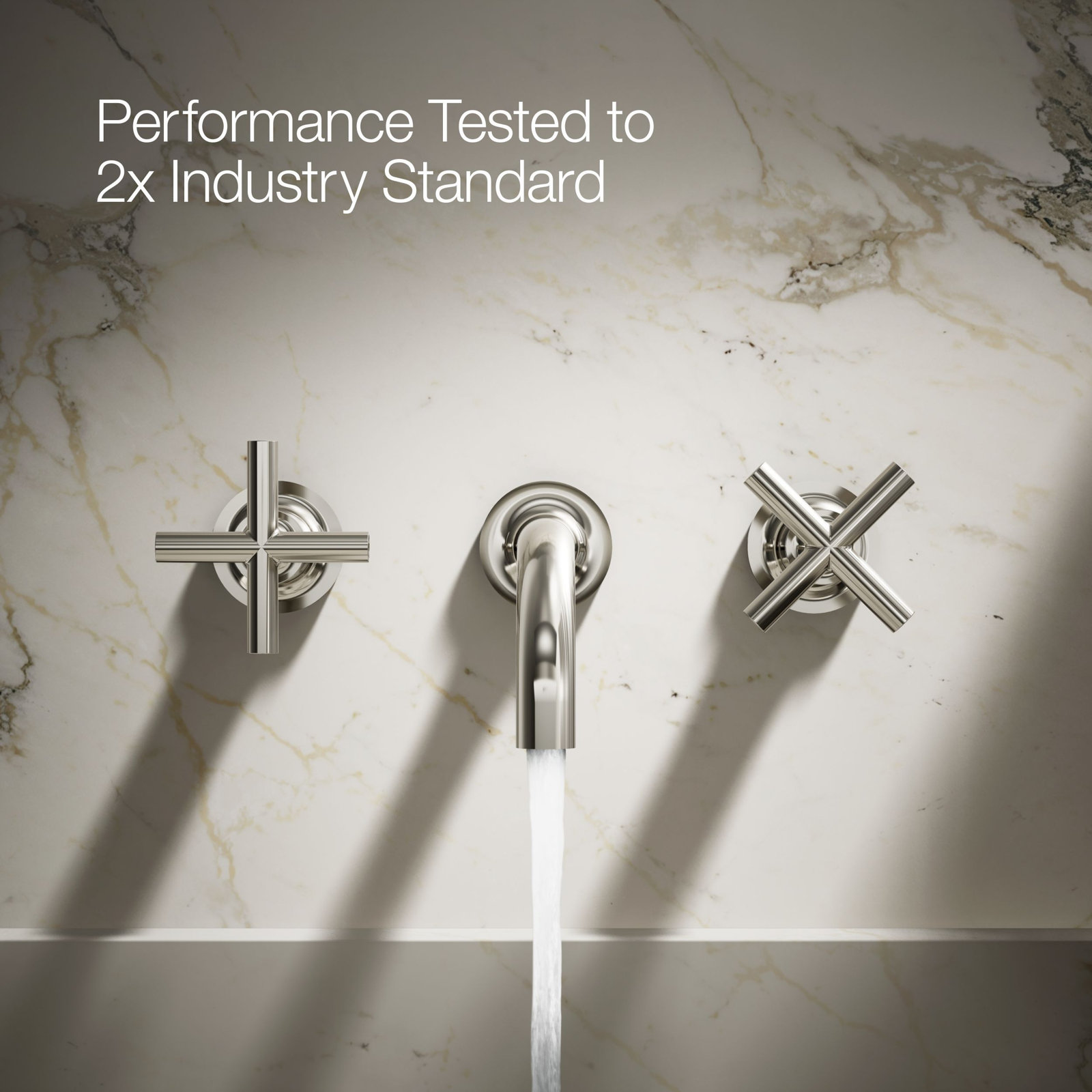 Purist Wall Mounted Bathroom Faucet, Vibrant Polished Nickel, Cross Handle