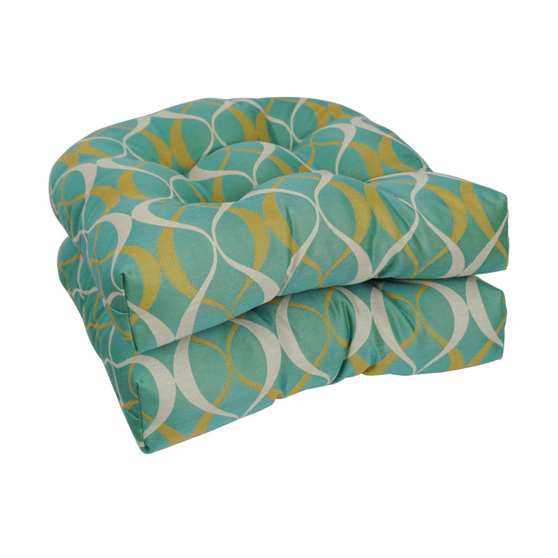 Outdoor 5'' Seat Cushion, Emerald/Gold